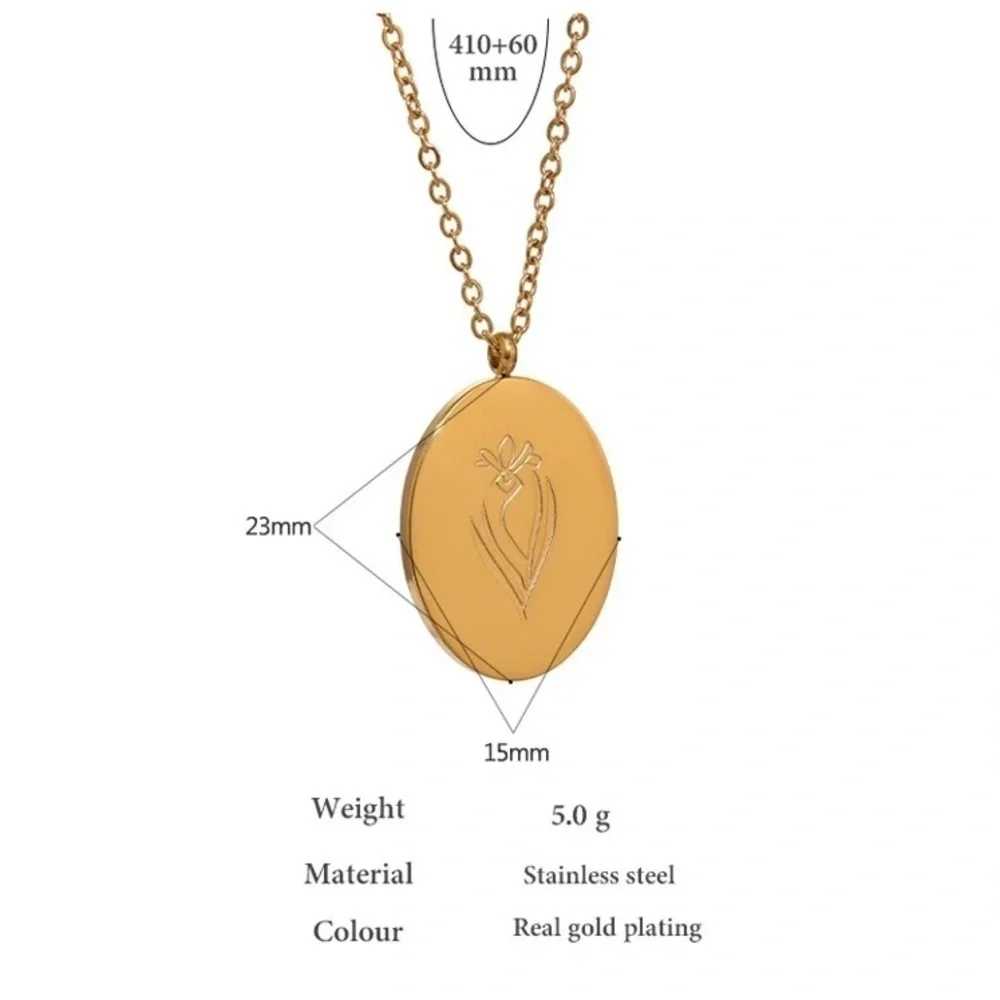 18k Gold Plated March Birthflower Pendant Necklace - Picture 3 of 7